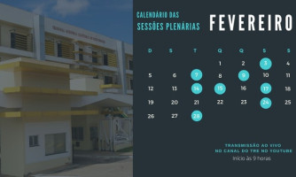 Confira as datas das sessões plenárias de fevereiro