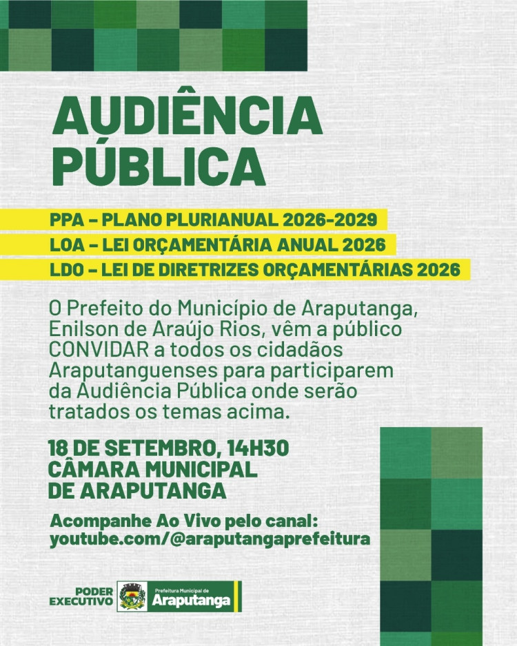 Audiência Pública vai discutir os principais instrumentos de planejamento e gestão do município